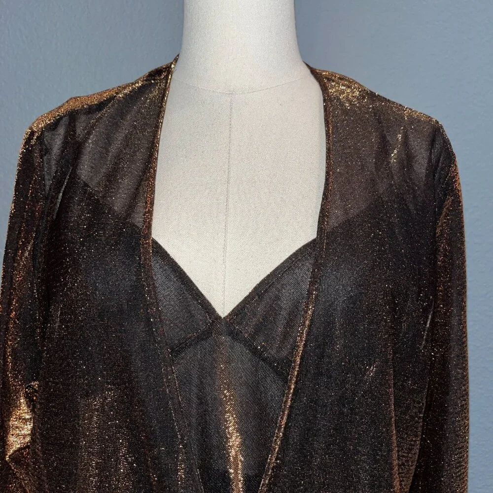 VINTAGE MARILY MONROE by WARNER'S COPPER METALLIC LONG SLIP DRESS SET  NWOT  M/L - Picture 3 of 16